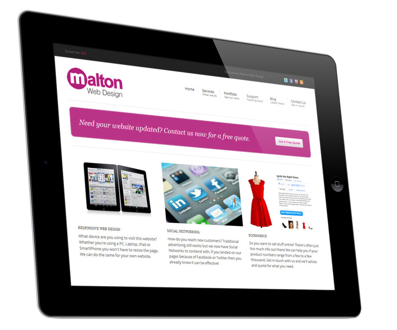 Malton Web Design Website - iPad View