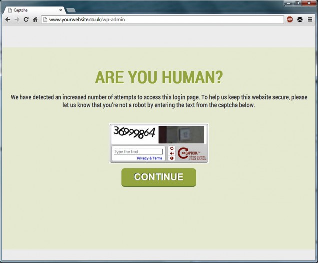 Wordpress login security screen